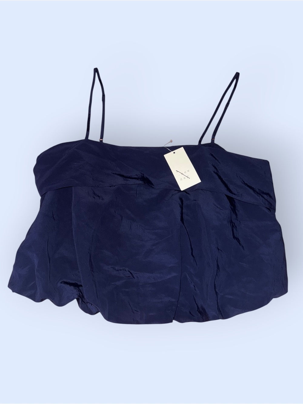 A New Day Navy Blue Ruffle Bubble Hem Camisole Top